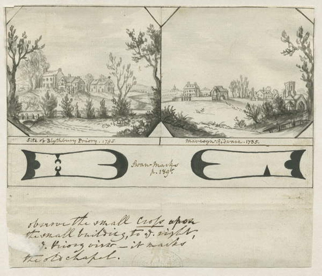 Detail of Mavesyn Ridware - Site of Blythbury Priory by Stebbing Shaw