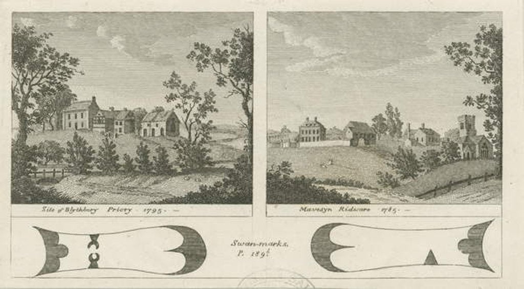 Detail of Mavesyn Ridware Hall - Gatehouse: engraving, 1785 by Stebbing Shaw