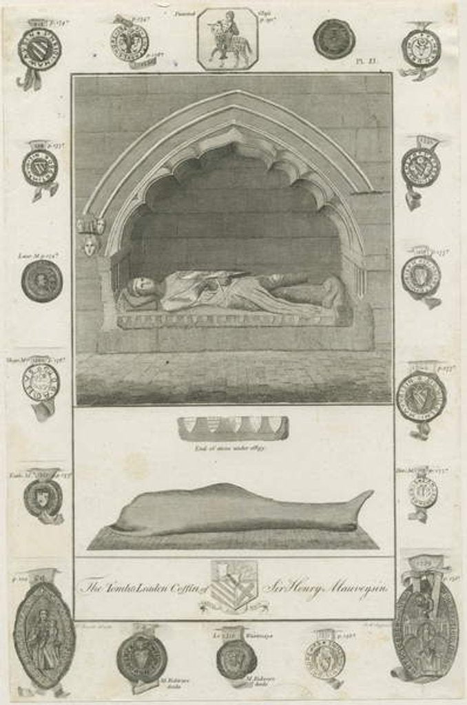 Detail of Mavesyn Ridware - Tomb of Sir Henry Mavesyn: engraving, 1785 by School English