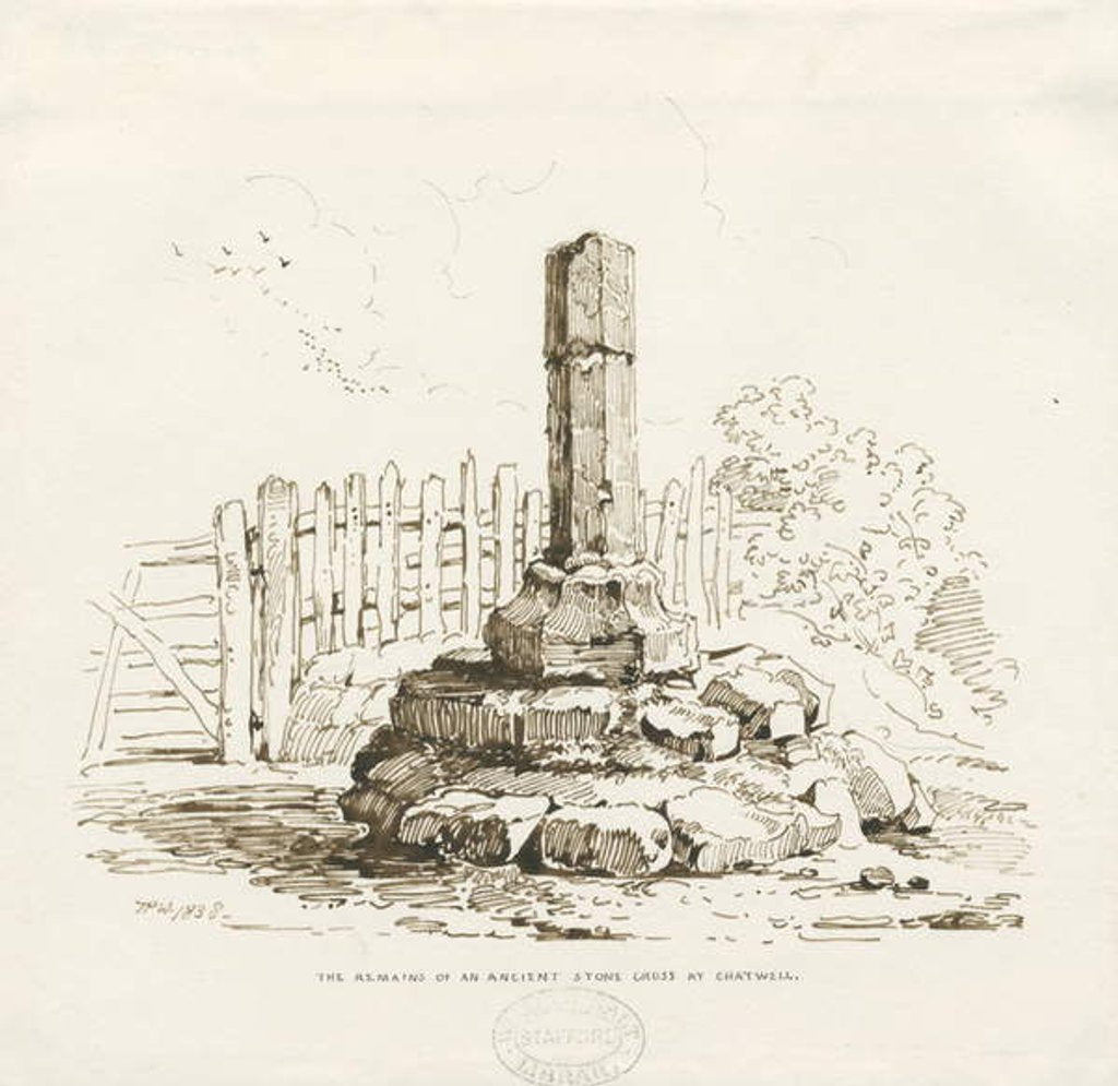 Detail of Moreton - Stone Cross remains at Chatwell by Thomas Peploe Wood