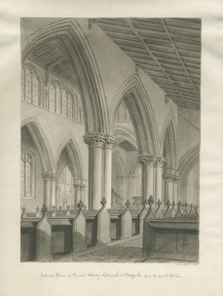 Detail of Stafford - Interior of St. Mary's Church by John Buckler