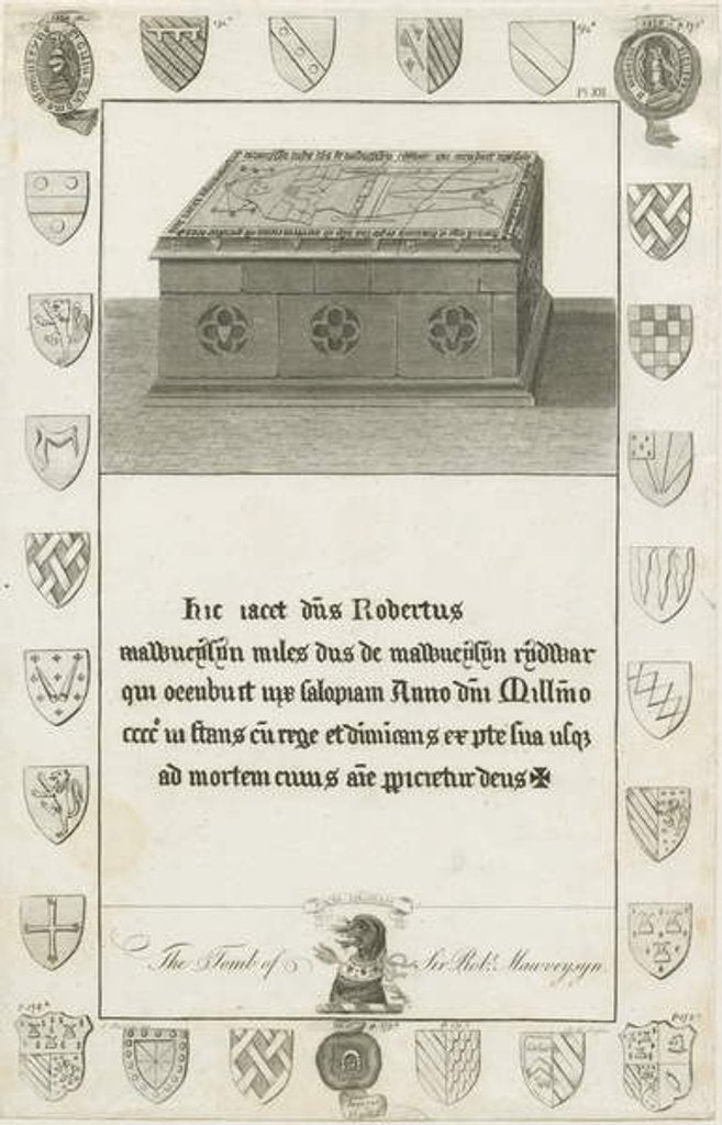 Detail of Mavesyn Ridware - Tomb of Sir Robert Mavesyn: engraving by School English