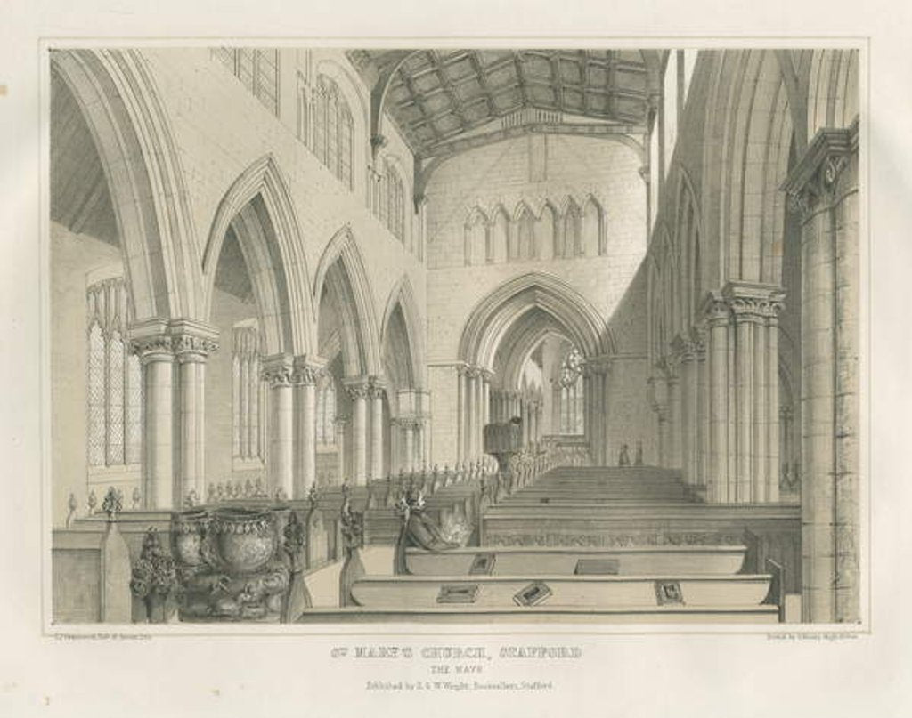 Detail of Stafford - Interior of St. Mary's Church by School English
