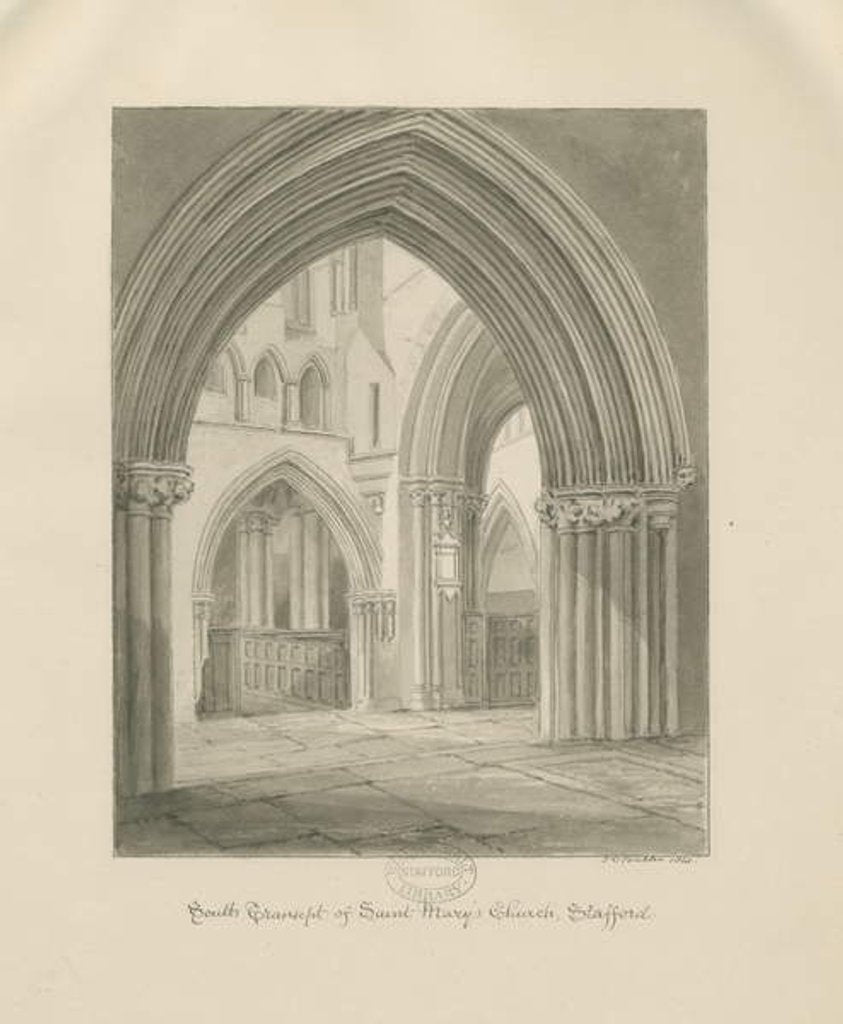 Detail of Stafford - Interior of St. Mary's Church by John Chessell Buckler