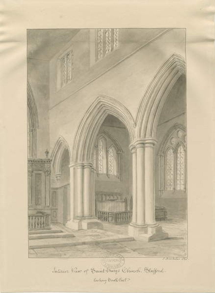 Detail of Stafford - Interior of St. Mary's Church by John Buckler