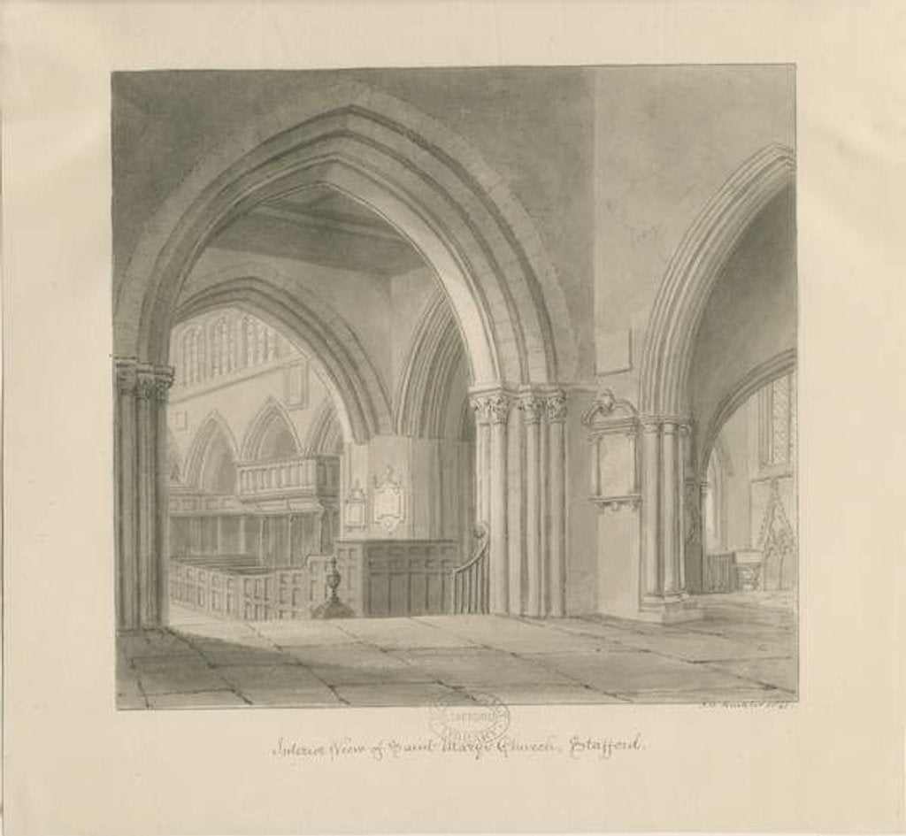 Detail of Stafford - Interior of St. Mary's Church by John Chessell Buckler