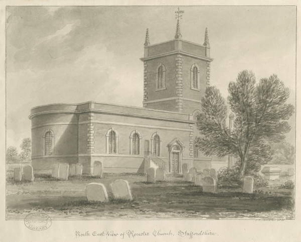 Detail of Rocester Church by John Chessell Buckler