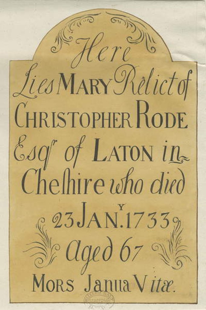 Detail of Stafford - Brass tombstone in St. Mary's Church: drawing by School English