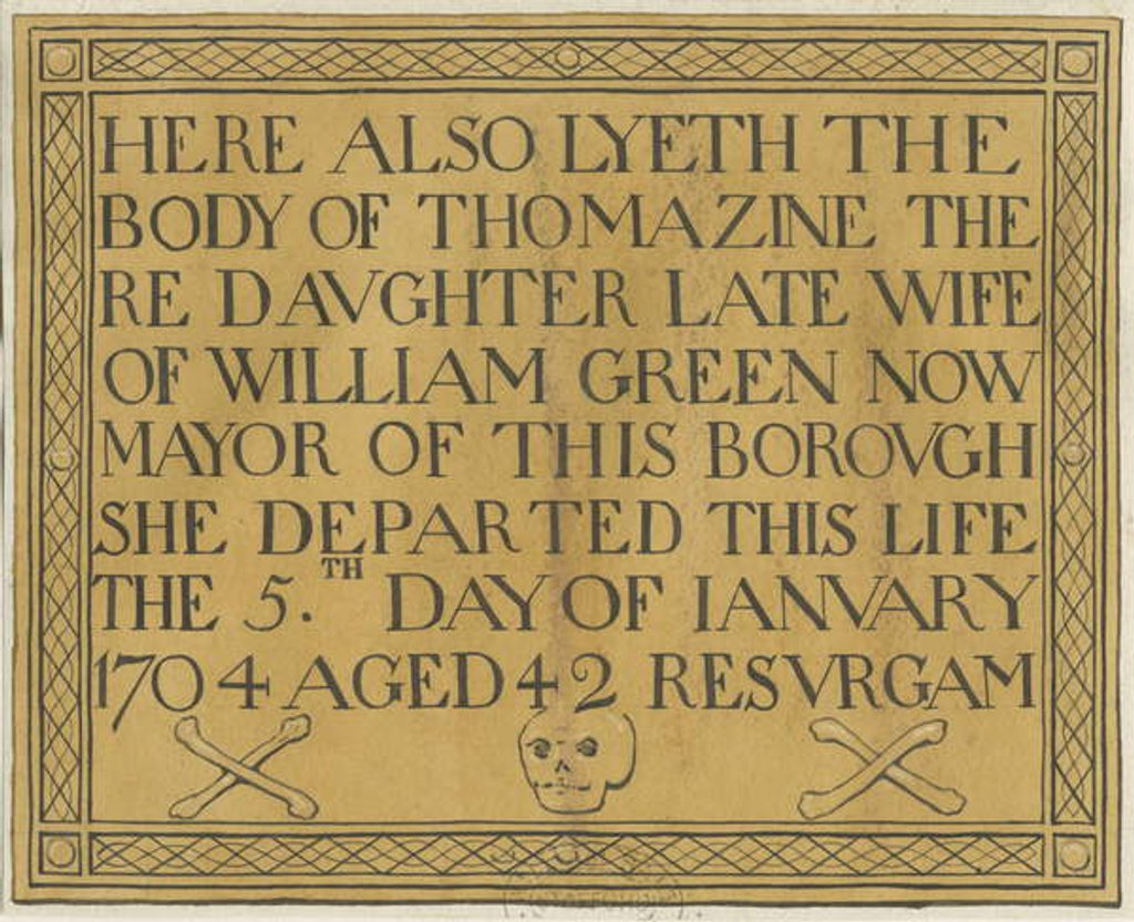 Detail of Stafford - Brass tombstone in St. Mary's Church: drawing by School English