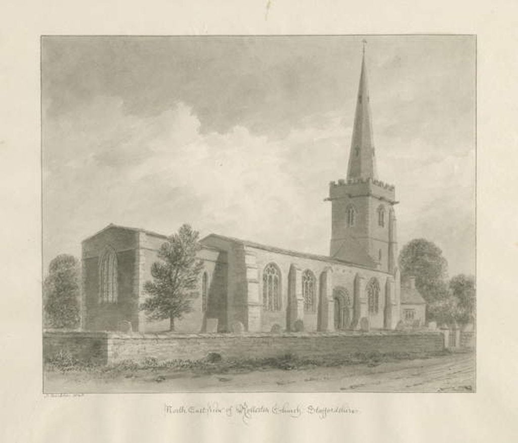 Detail of Rolleston Church by John Buckler