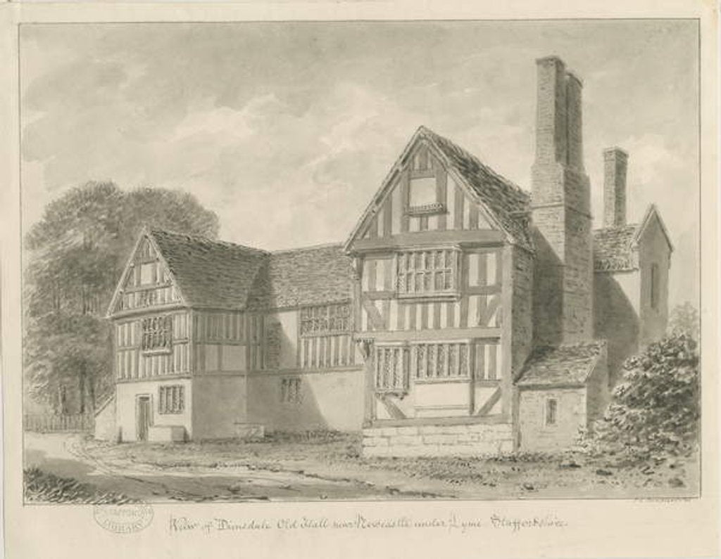 Detail of Dimsdale Old Hall: sepia drawing, 1841 by John Buckler