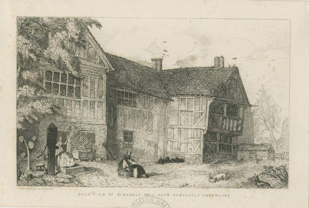 Detail of Dimsdale Old Hall: etching by Robert William Buss