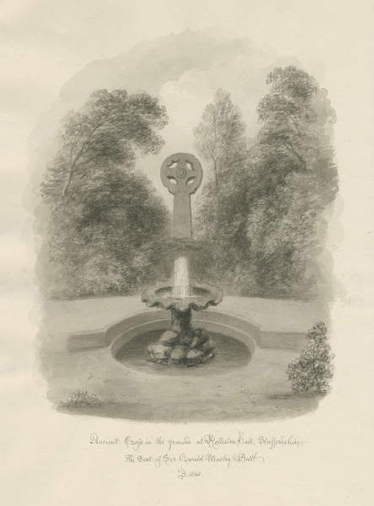 Detail of Rolleston Hall - Ancient cross by John Buckler