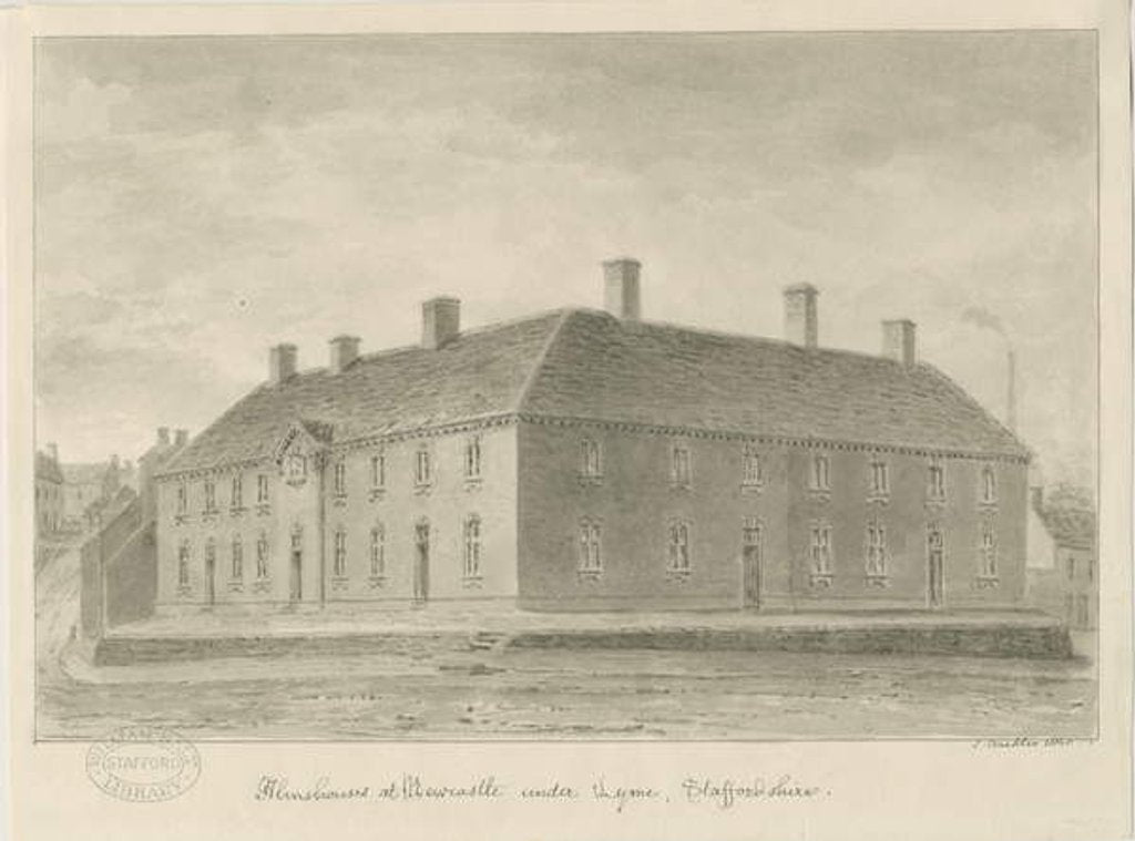 Detail of Newcastle-under-Lyme - Almshouses by John Buckler