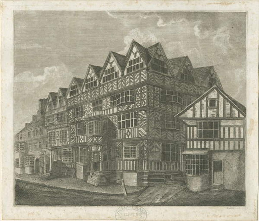 Detail of Stafford - Ancient 'High House': engraving by School English