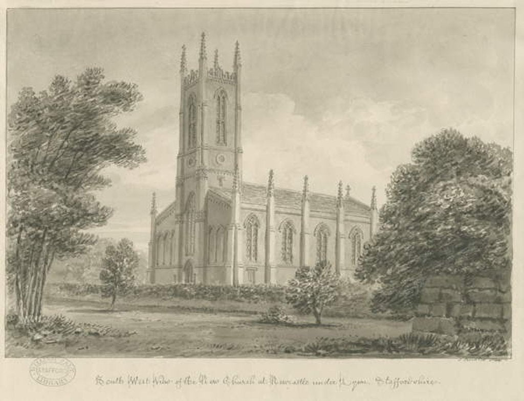 Detail of Newcastle-under-Lyme - 'St. George's' by John Buckler