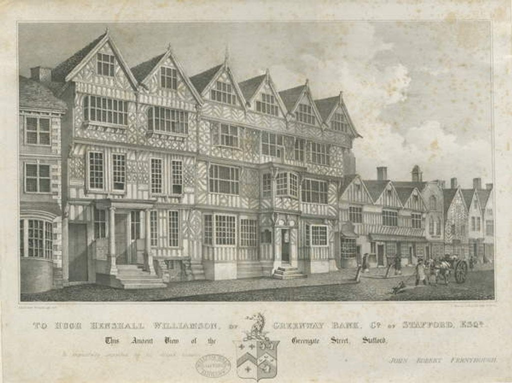 Detail of Stafford - Ancient 'High House': lithograph by John Robert Fernyhough