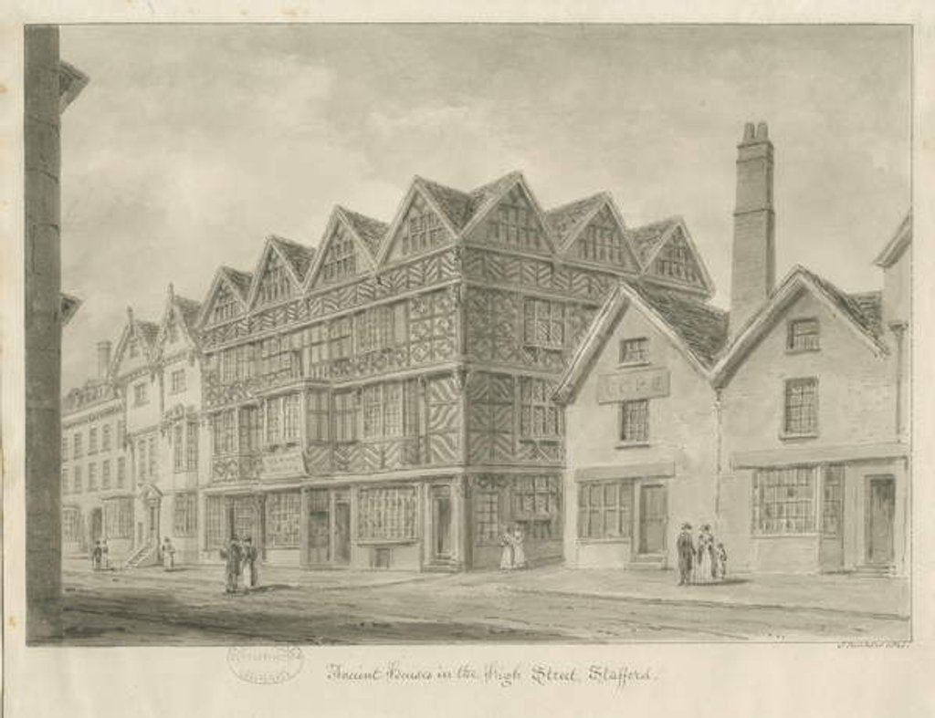 Detail of Stafford - Ancient 'High House' by John Buckler