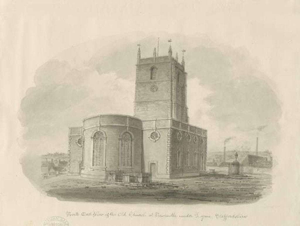 Detail of Newcastle-under-Lyme - 'St. Giles the Abbot' by John Buckler