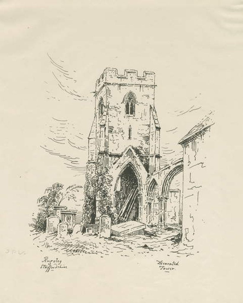 Detail of Rugeley Church: pen and ink drawing, nd [1817-1845] by School English