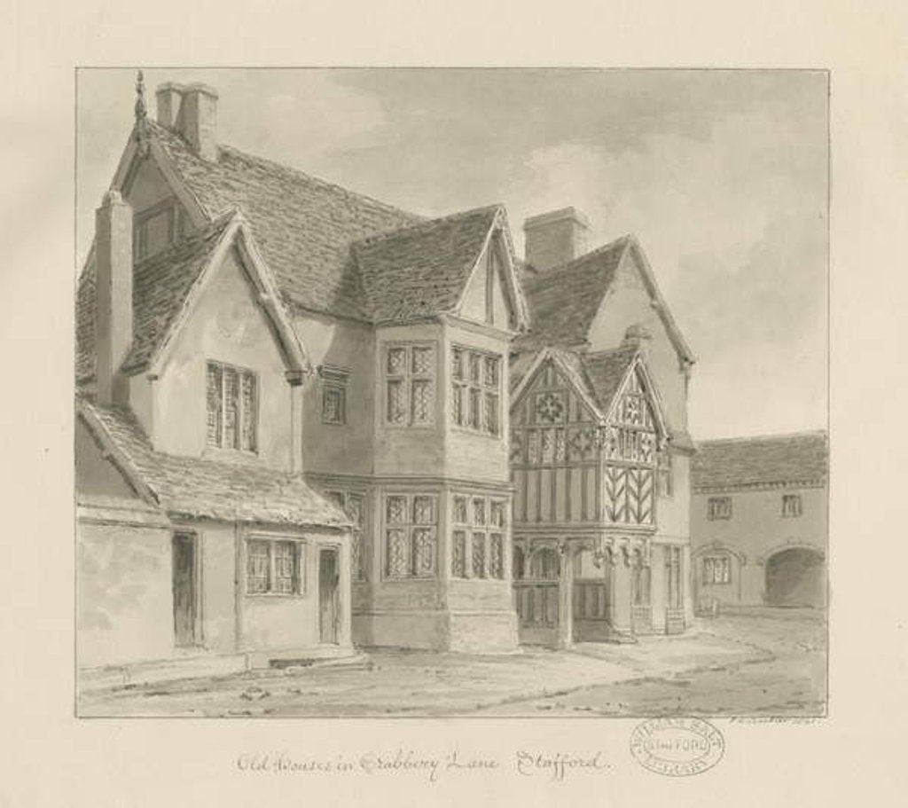 Detail of Stafford - Old Houses in Crabbery Lane by John Chessell Buckler