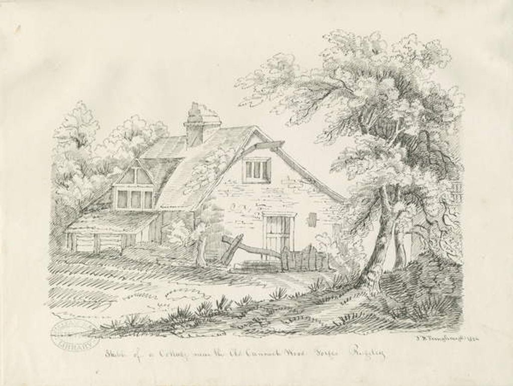 Detail of Rugeley - Cottage near Old Cannock Wood Forges: pen and ink drawing, 1836 by John Robert Fernyhough