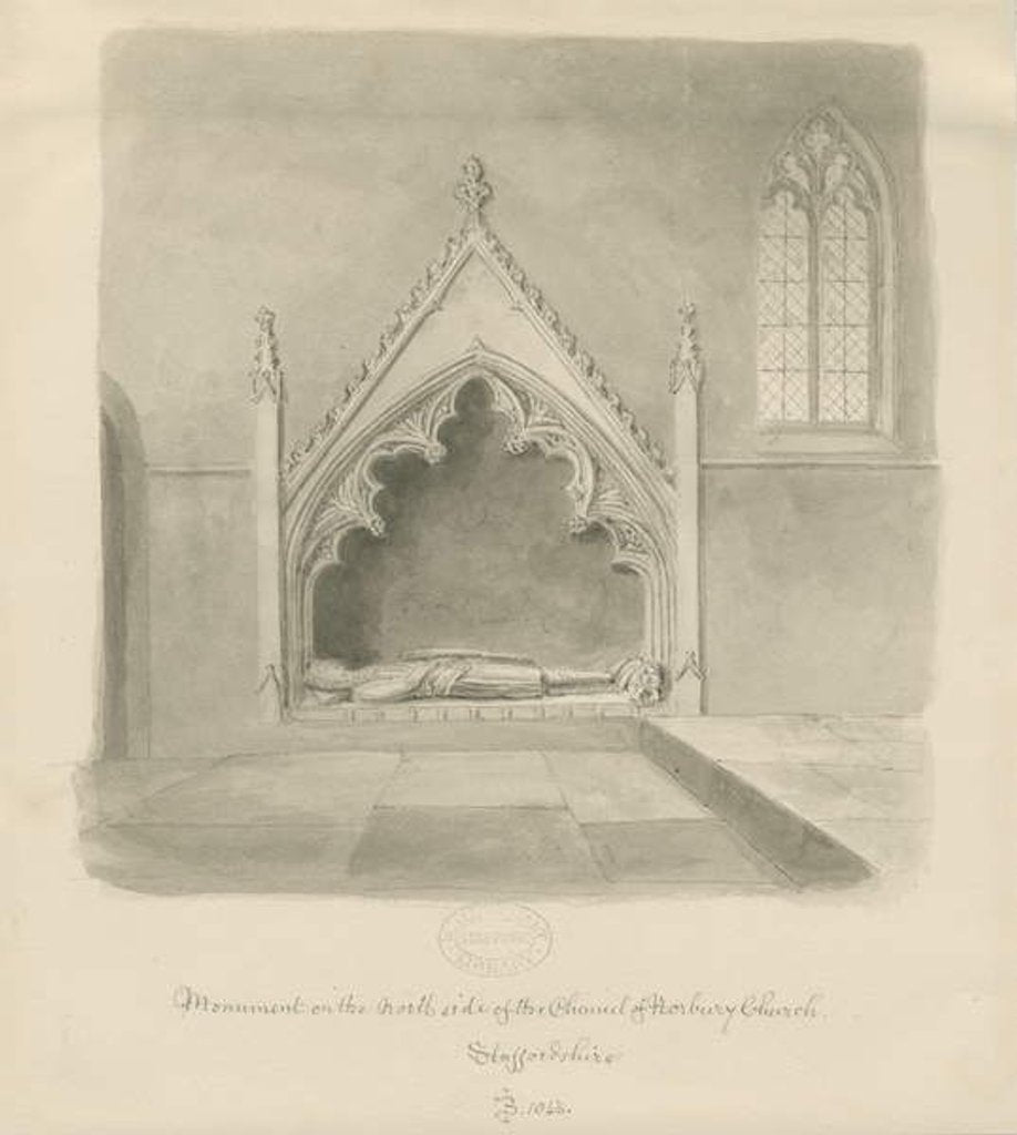 Detail of Norbury Church - Monument to Ralph le Botiler by John Buckler