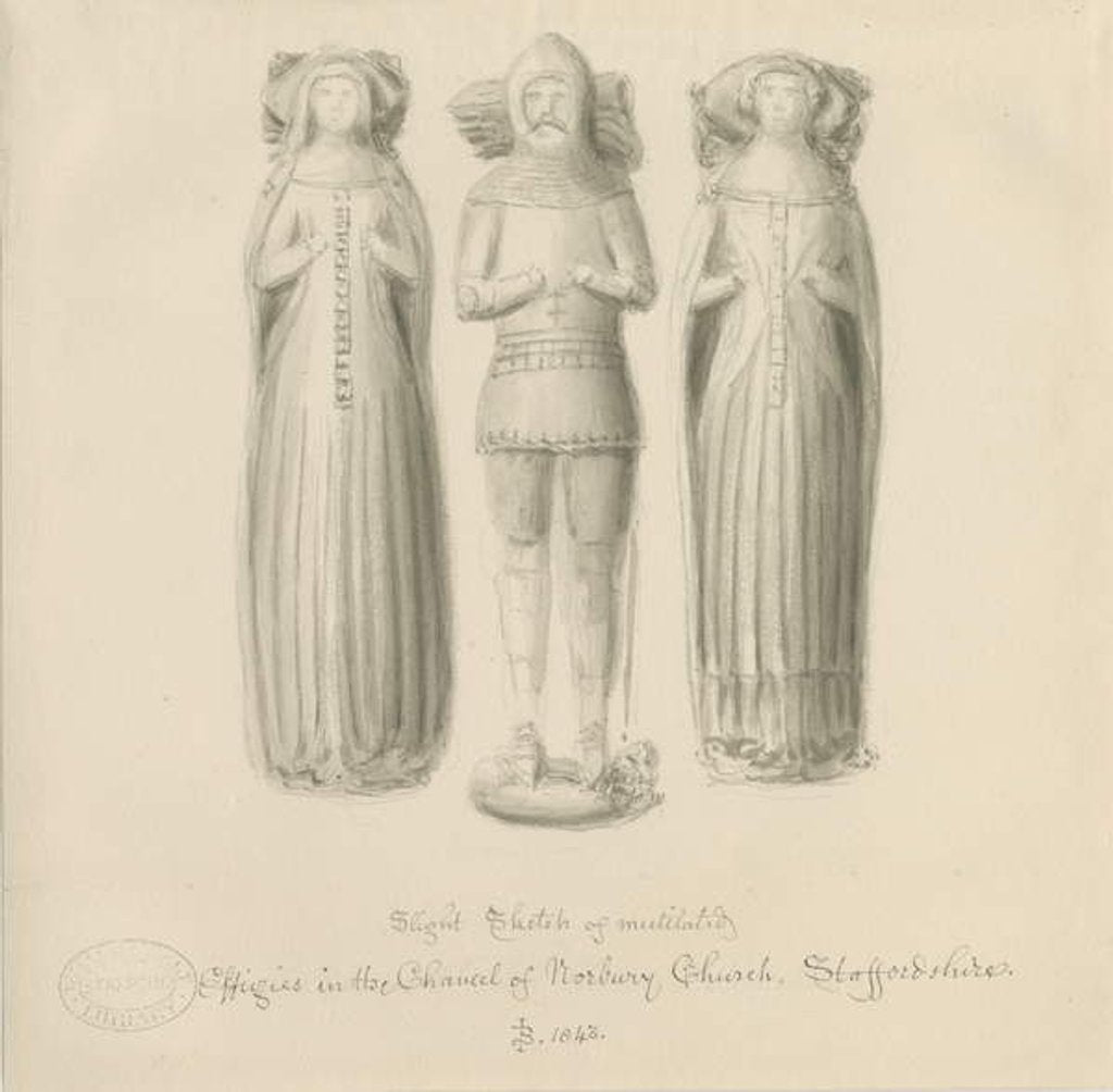 Detail of Norbury Church - Effigy [of Sir Edward Botiler] by John Buckler