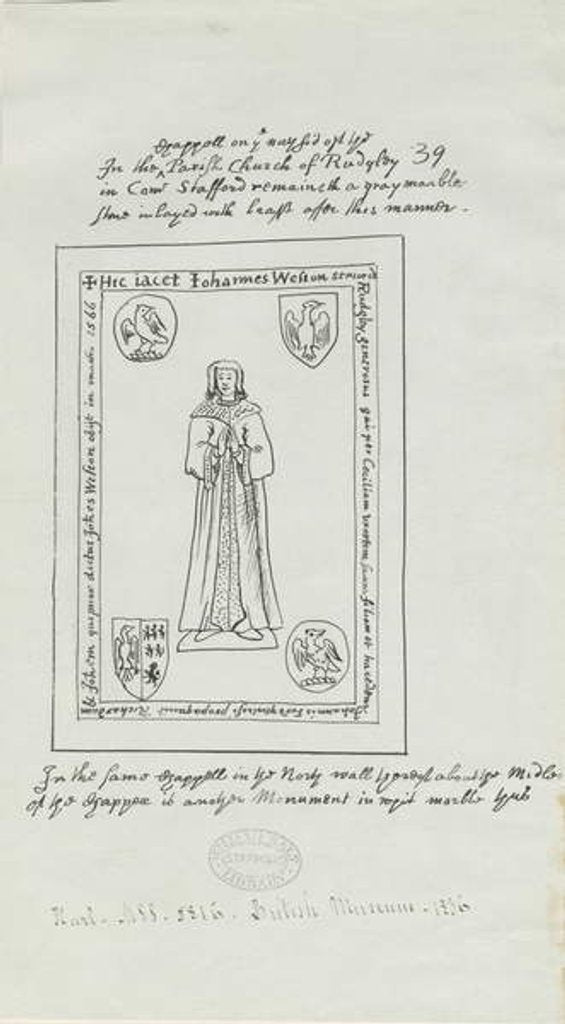 Detail of Rugeley Church - Monument to John Weston by School English