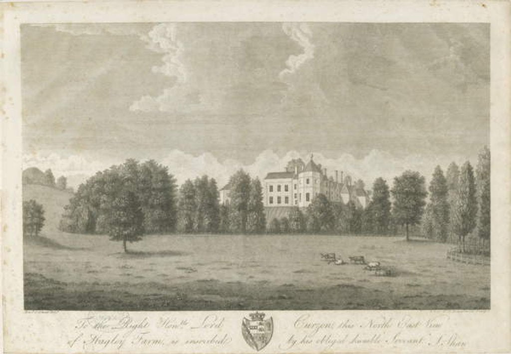 Detail of Hagley Hall: engraving, 1795 by Stebbing Shaw