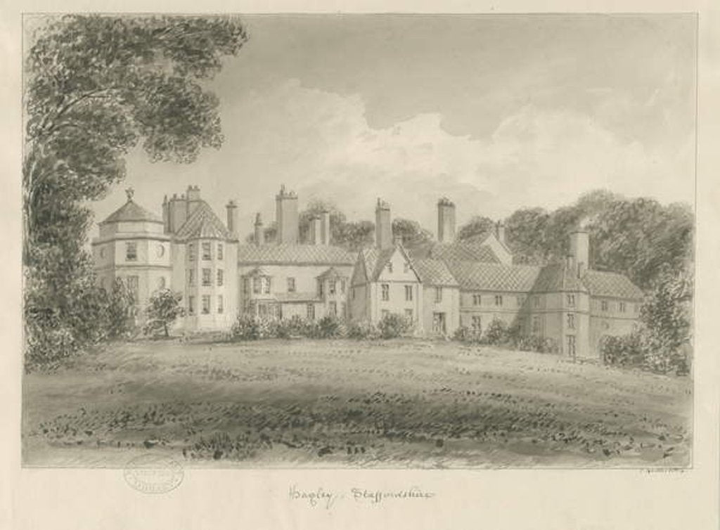 Detail of Hagley Hall by John Buckler