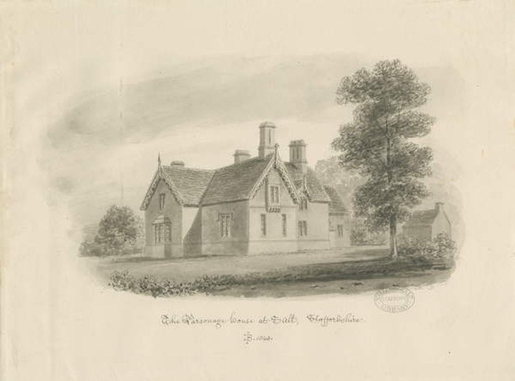 Detail of Stafford - Parsonage House at Salt: sepia drawing, 1842 by John Buckler