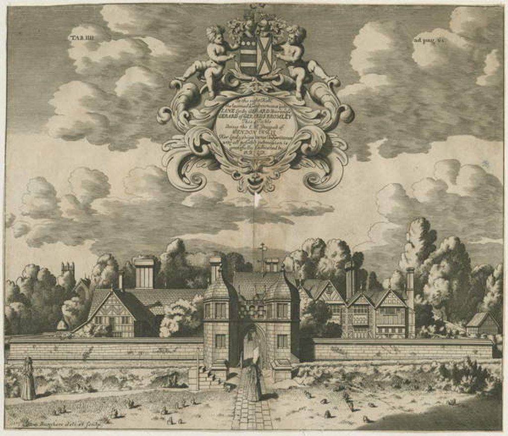 Detail of Sandon Hall: engraving by Michael Burghers