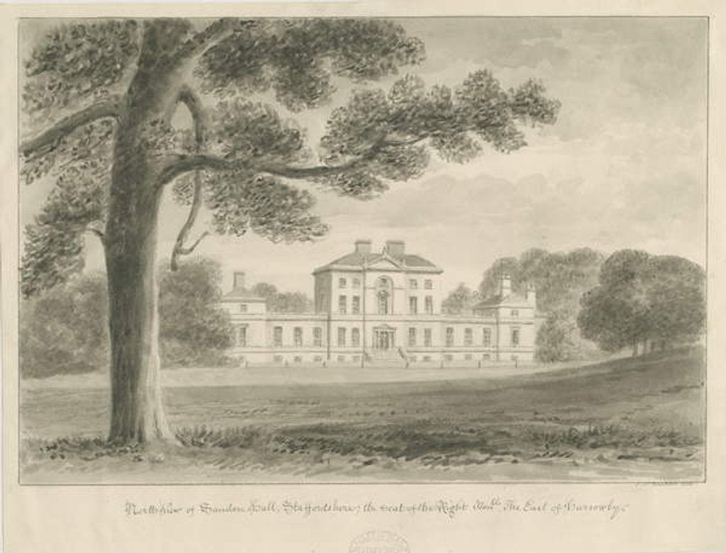 Detail of Sandon Hall by John Chessell Buckler