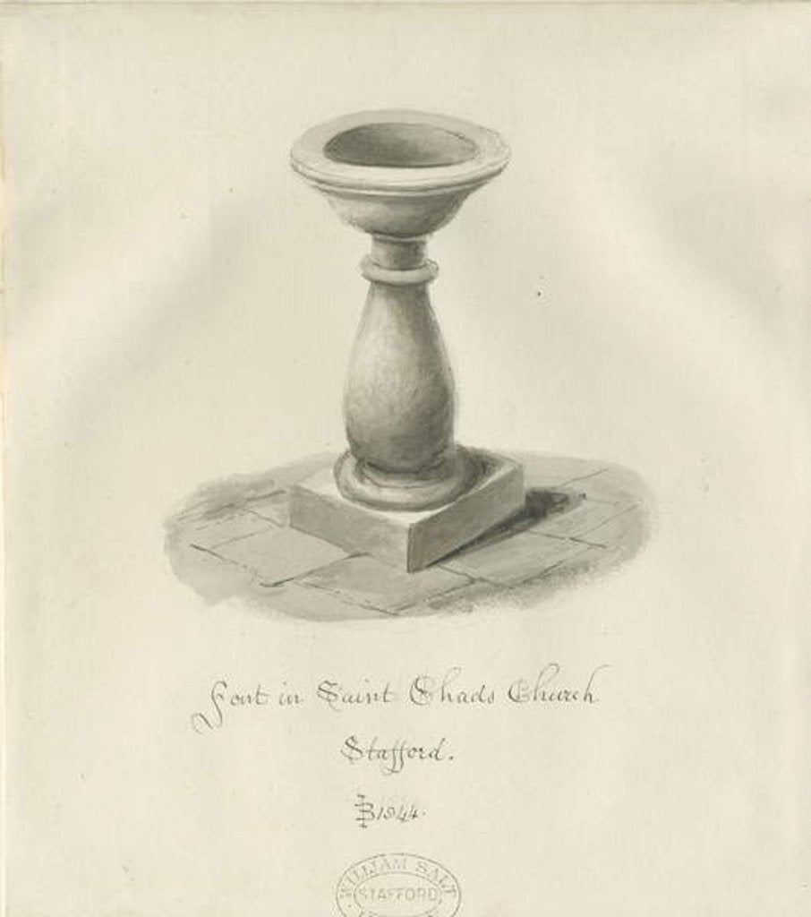 Detail of Stafford - Font in St. Chad's Church by John Buckler