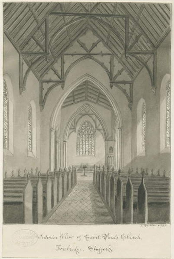 Detail of Stafford - Interior of St. Paul's Church, Forebridge by John Buckler