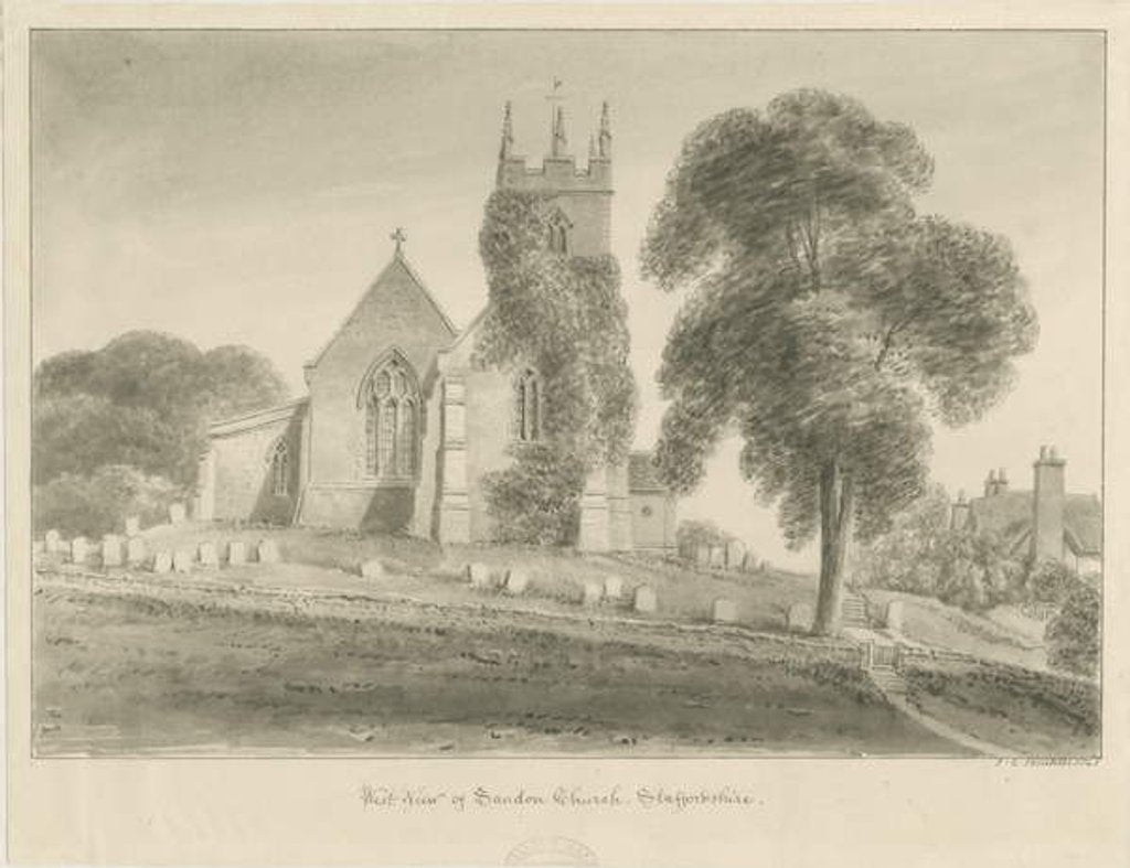 Detail of Sandon Church by John Chessell Buckler