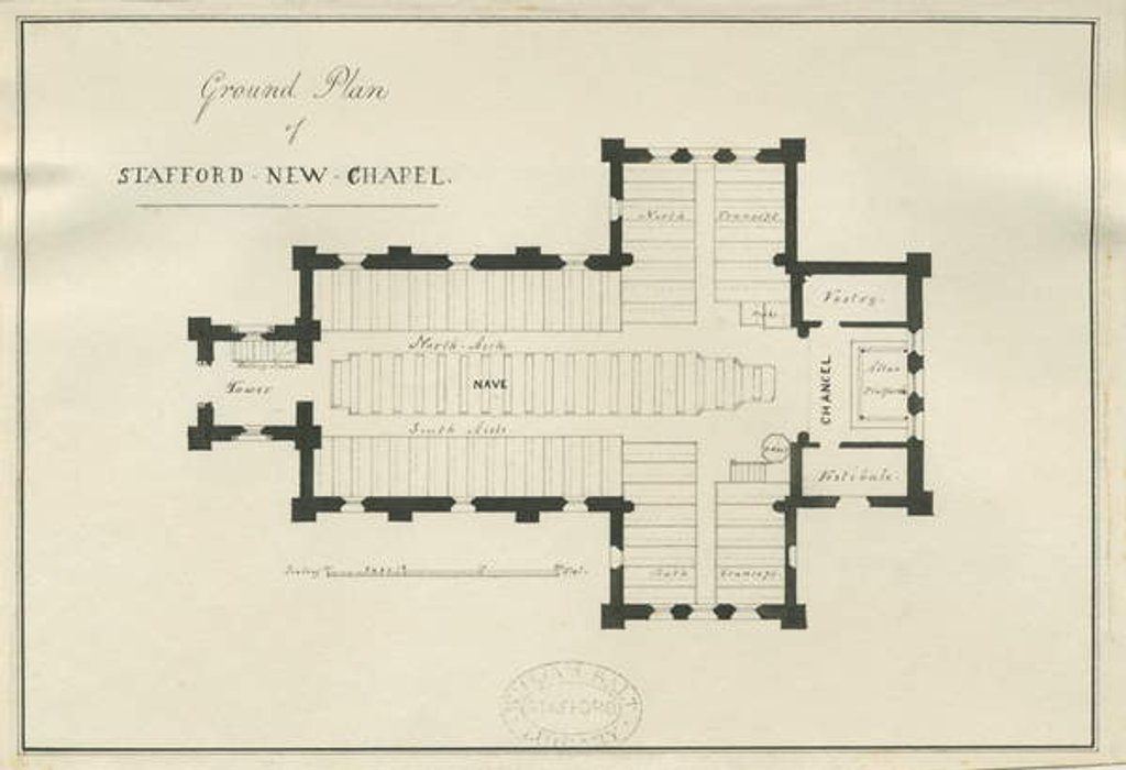 Detail of Stafford - Ground plan of Christ Church by George E. Hamilton