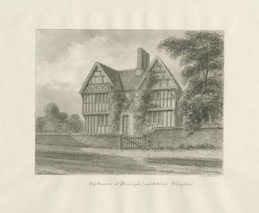 Detail of Patshull - Old Mansion at Boningale by John Buckler