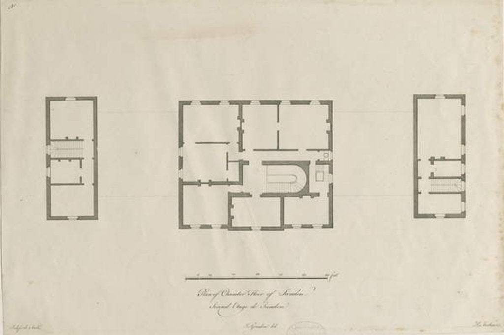 Detail of Sandon Hall - Plan of Chamber floor: engraving by Joseph Pickford