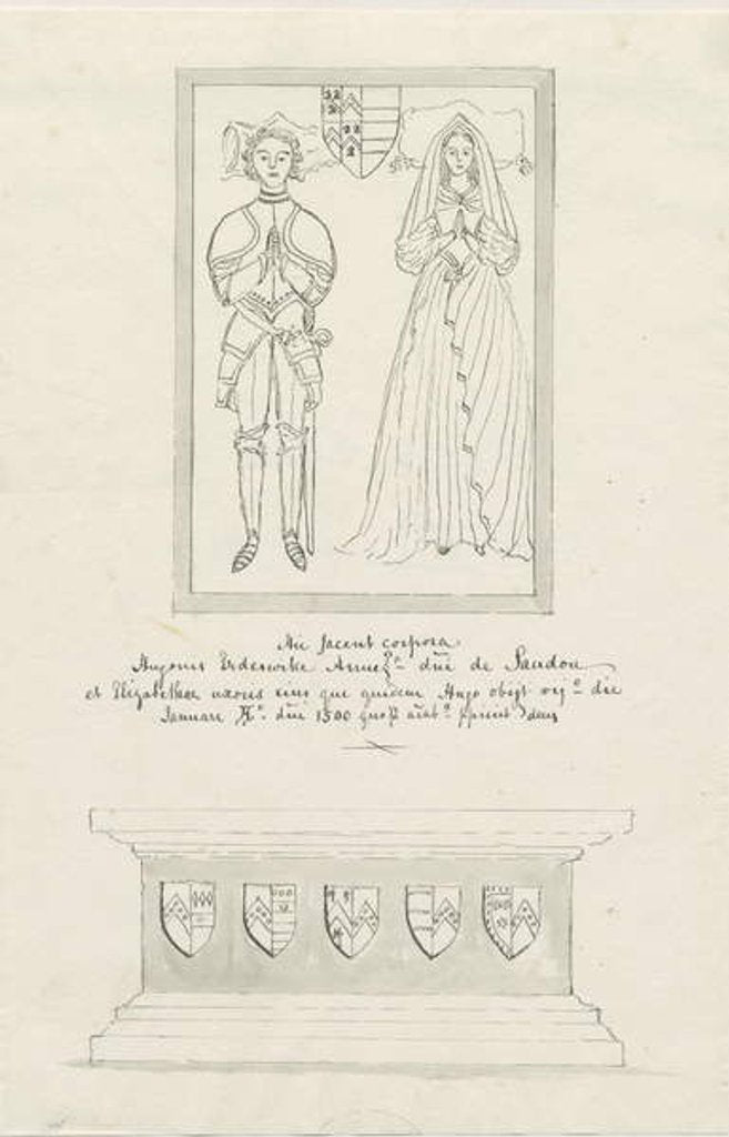 Detail of Sandon Church - Tomb of Hugh Erdeswicke and Elizabeth [Harcourt] by School English