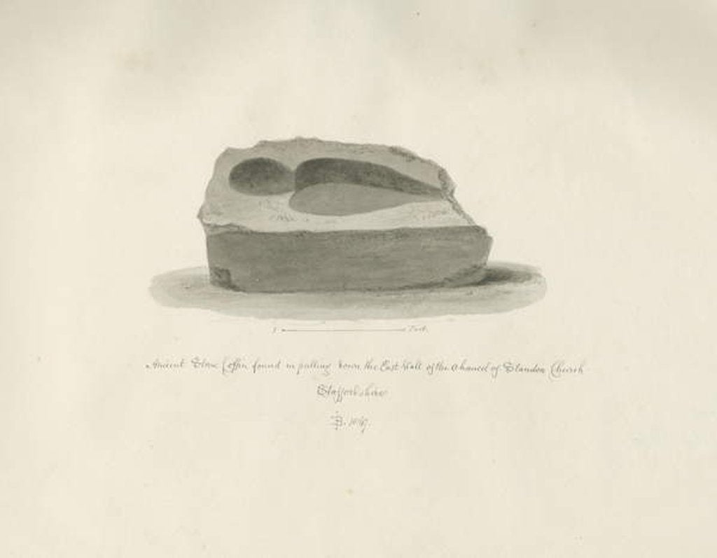 Detail of Standon Church: Ancient Stone Coffin by John Buckler