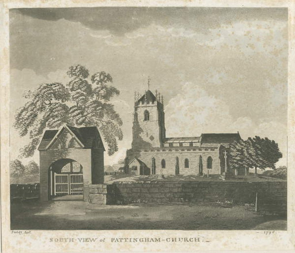Detail of Pattingham Church: aquatint engraving, 1796 by School English