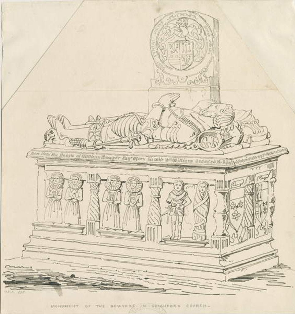 Detail of Seighford Church - Tomb of William and Mercy Bowyer by Thomas Peploe Wood