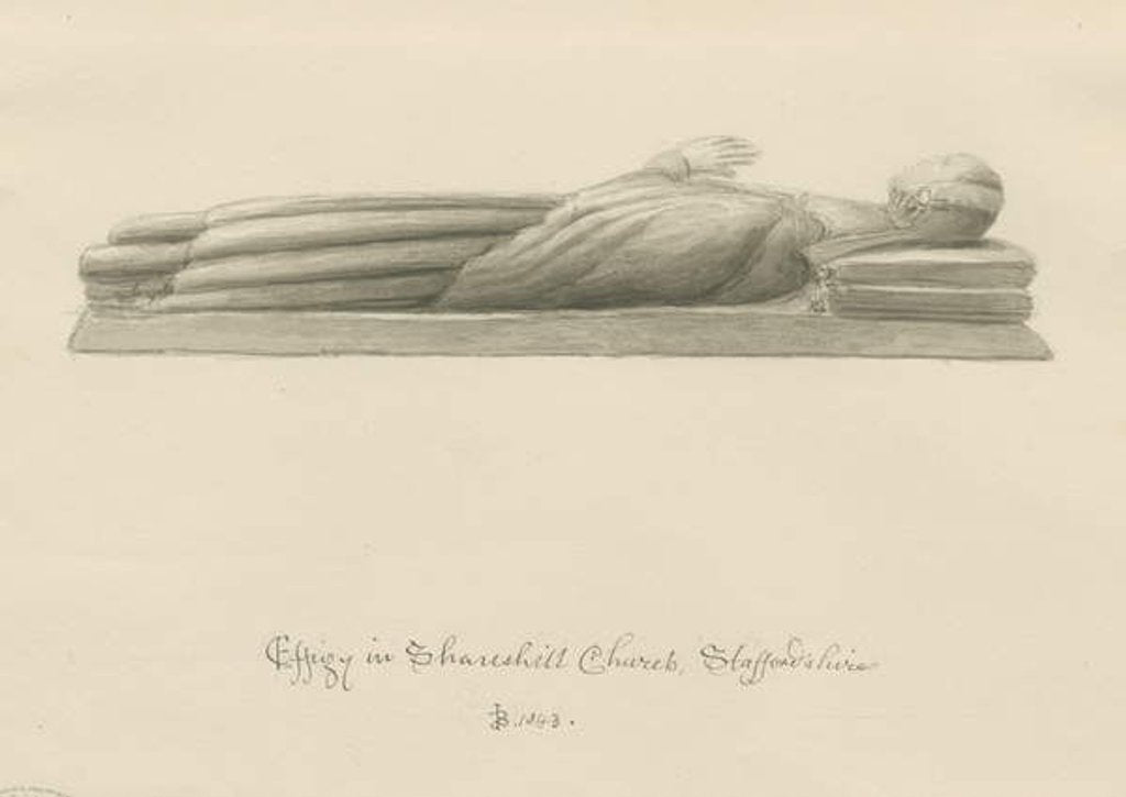 Detail of Shareshill Church - Monumental effigy [Cassandra Swynnerton] by John Buckler