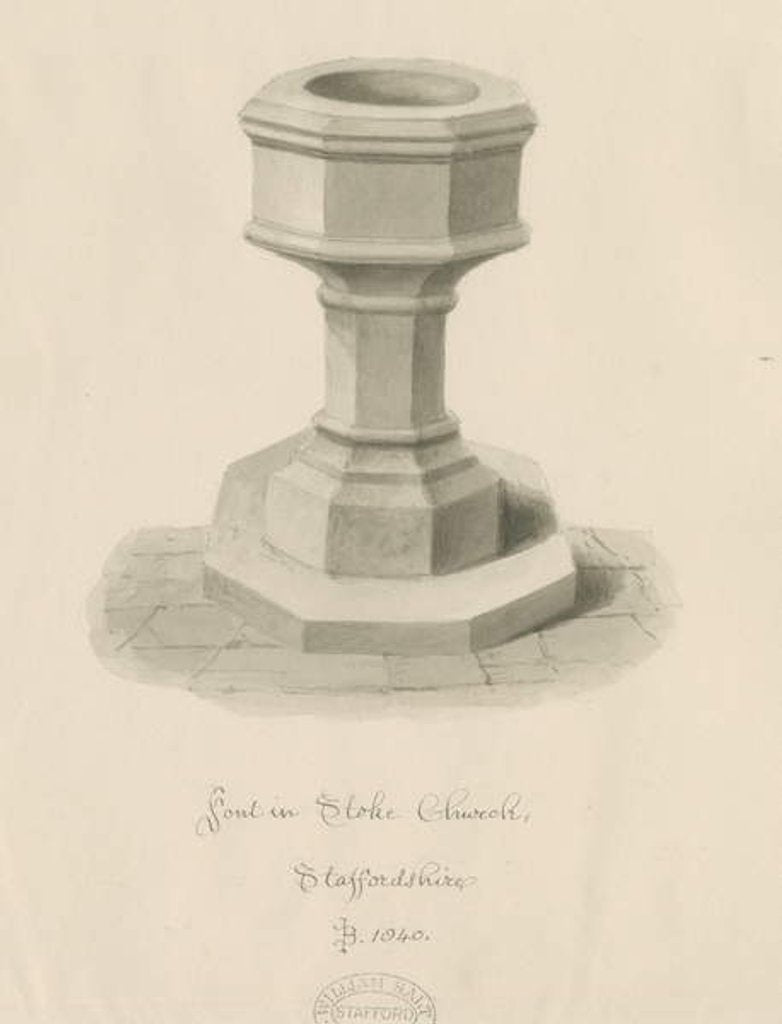 Detail of Font Stoke-upon-Trent Church by John Buckler