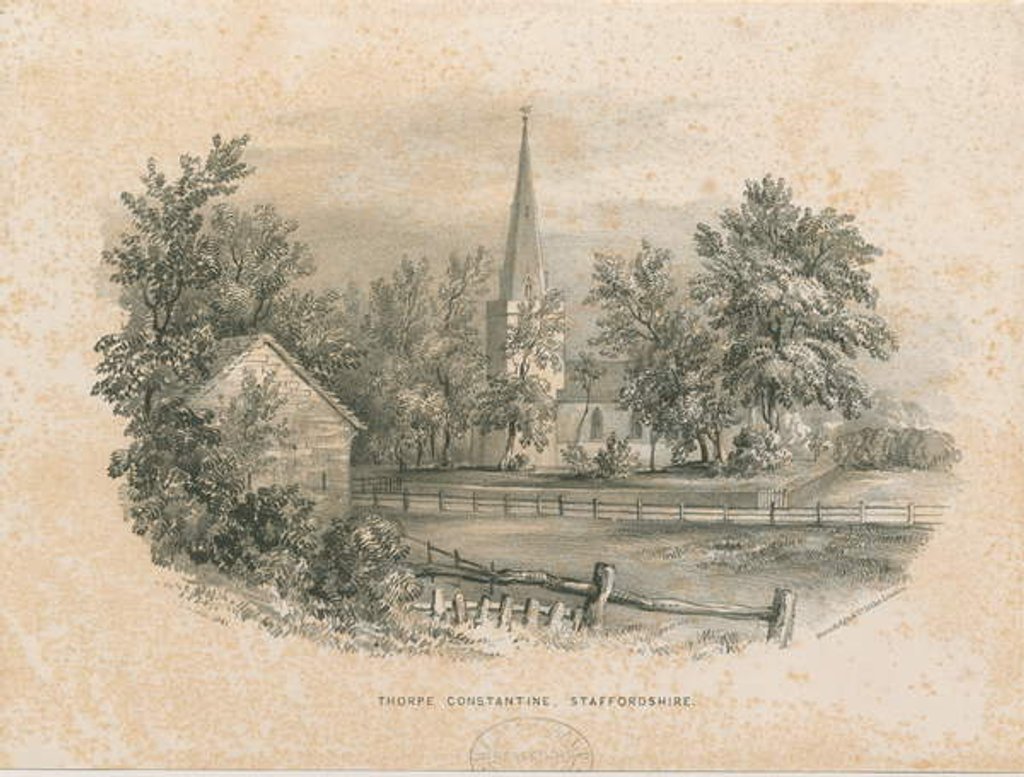 Detail of Thorpe Constantine Church: lithograph, 1841 by School English