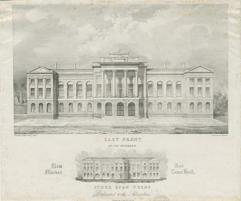 Detail of Stoke-upon-Trent - Intended new Market and Town Hall by Henry Ward