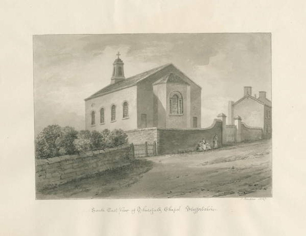 Detail of Thursfield Chapel: sepia wash drawing, 1847 by John Buckler