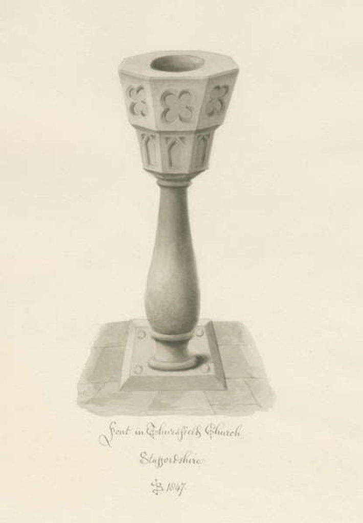 Detail of Font in Thursfield Chapel by John Buckler